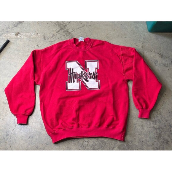 Vintage University Of Nebraska Huskers Crewneck Red Men's XL - Picture 1 of 7